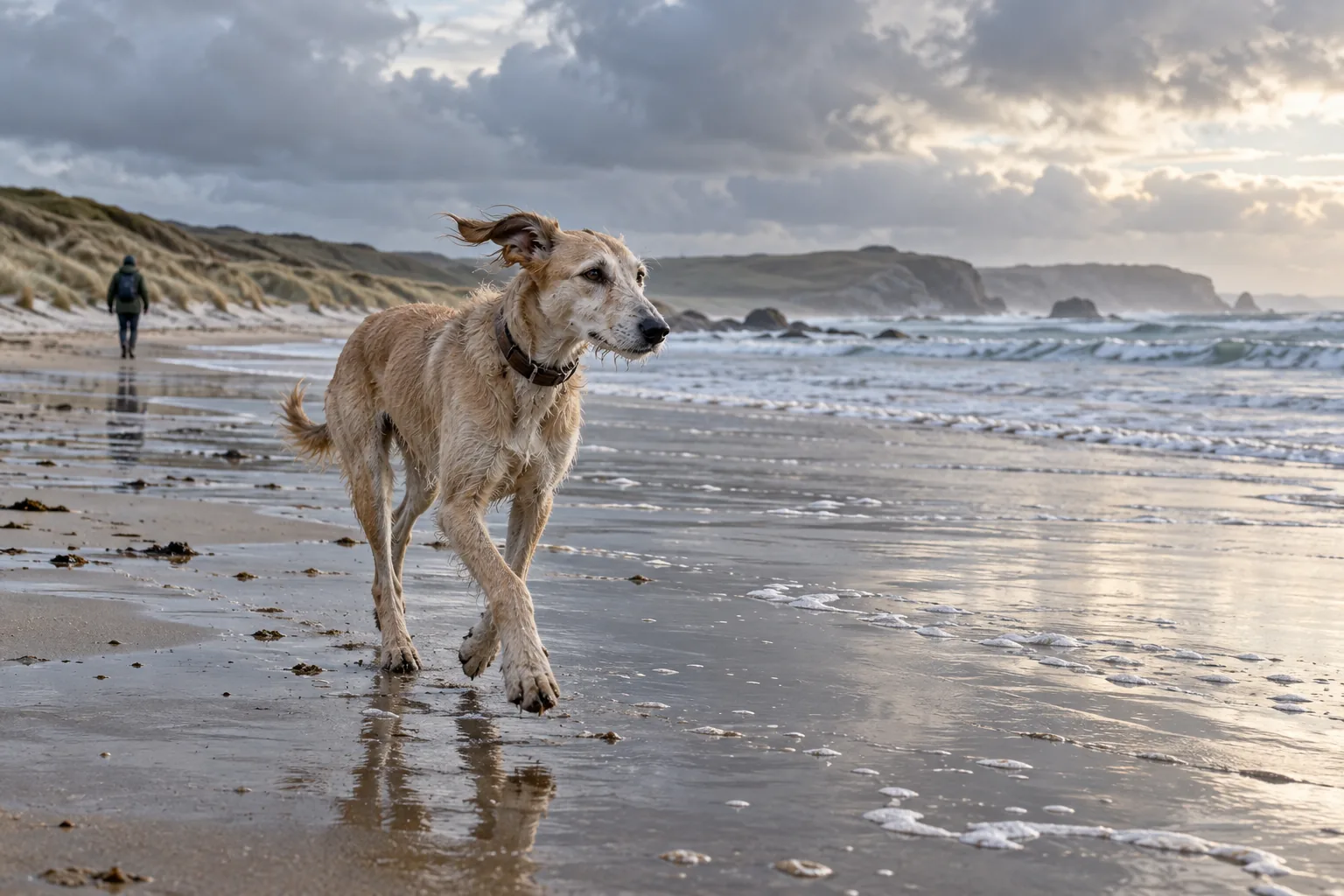 A dog-friendly beach in Cornwall with turquoise water and cliffs